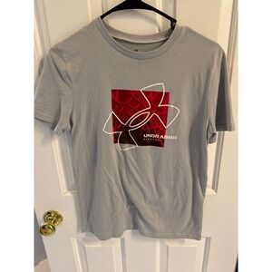 Kids Under Armour Basketball Graphic T Shirt Gray Youth Large Loose Fit